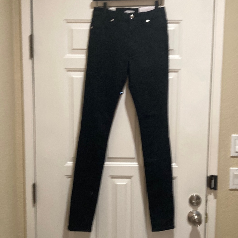 Good American black high rise skinny long jeans